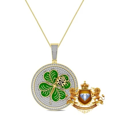 Pingente amuleto apanhador de sonhos moissanita trevo quatro folhas dama inseto besouro - Imagem 1 de 2