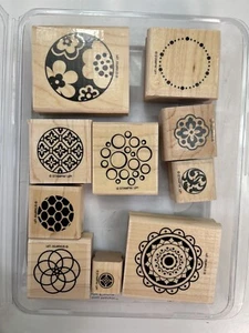 Juego completo de 10 estampillas de goma de montaje en madera Stampin Up Circle Circus - Imagen 1 de 4