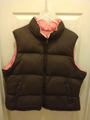 Chaleco de poliéster reversible Big Chill rosa hinchado/marrón ropa exterior talla 1X Foto 1 de 4