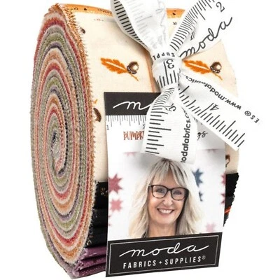 Pumpkin Spice Gatherings Jelly Roll by Primitive Gatherings for Moda Fabrics - Image 1 of 3