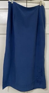 90s Vintage Alfred Dunner Blue Beaded Midi Skirt Y2K- Side Slits Women's Size 16 - Picture 1 of 8