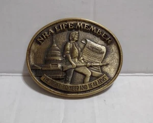 NRA Life Member Solid Brass Belt Buckle National Rifle Association 2nd Amendment - Picture 1 of 5