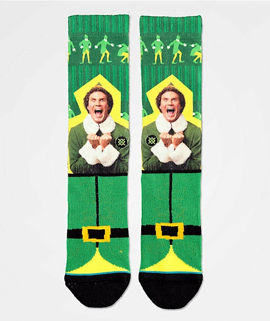 Mens Stance Special Edition Christmas Holiday Elf Movie Crew Cut Socks Green