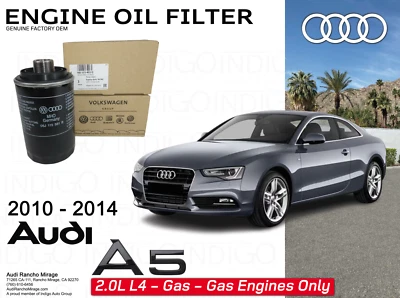 Filtro de aceite original Audi A5 2010-2014 motor 2,0 L A5-06J115403Q Foto 1 de 4