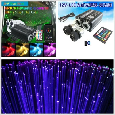 1X Dual Head Fiber Optic Lamp BT APP Car Headliner Roof Starry Sky Ceiling Light - Image 1 of 4