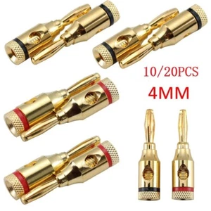 Premium 4mm Banana Plugs Gold Plated Speaker Cable Connectors 10/20pcs - Picture 1 of 9