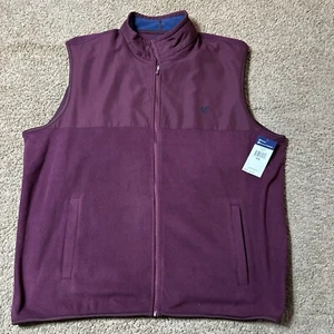 Chaps full zip fleece vest men’s 2XL burgundy navy blue nwt - Picture 1 of 6