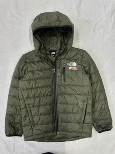 The North Face Boys Youth/Junior Down Puffer Green Hooded Jacket, Size Small 7-8 - Picture 1 of 17