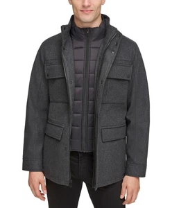 Guess Mens Puffer Jacket Coat Medium Charcoal Grey Waterproof Solid - Picture 1 of 2