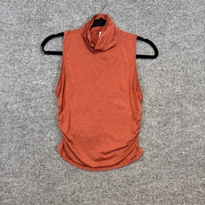 Lululemon Shirt Womens Small Orange Tank Cowl Neck Athleisure Gym Ruched - Image 1 of 4