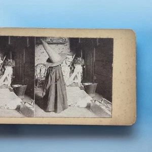Victorian Fairytale Stereoview C1895 Witchcraft Crying Cinderella Fireplace - Picture 1 of 3