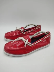 Cole Haan Women's Nantucket Red Patent Slip On Boat Shoes W05747 Size 10 B - Picture 1 of 10