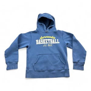 Abercrombie & Fitch Sweater Boys MEDIUM Blue Hoodie Pullover Basketball Stitch - Picture 1 of 8