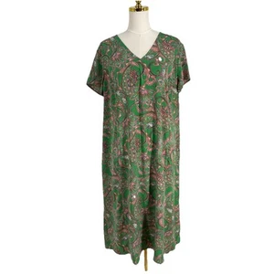 J Jill Wearever Collection Womens Midi Dress PXL Colorful Paisley Pockets Boho - Picture 1 of 12