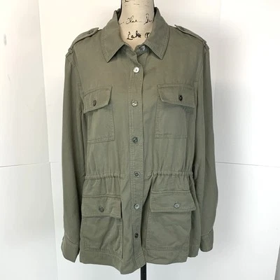 Brooks Brothers Women XL 100% Lyocell Utility Jacket Cargo Pockets Safari NEW - Image 1 of 4