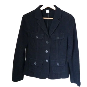 Philippe Adec UK 8 10 Fitted Blazer Jacket Black Wool & Cashmere Work Career - Picture 1 of 4