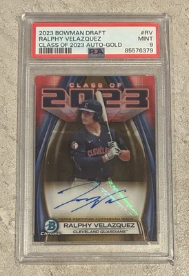 2023 Ralphy Velazquez Class Of 2023 Bowman Chrome Gold Auto /50 PSA 9 - Image 1 of 2