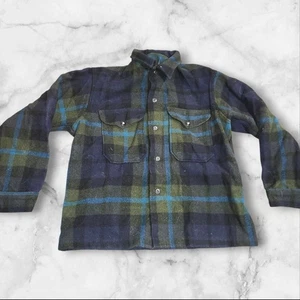 VTG Pendleton Men's Green and Blue Plaid Mackinaw Cruiser Jacket See Measurement - Picture 1 of 6