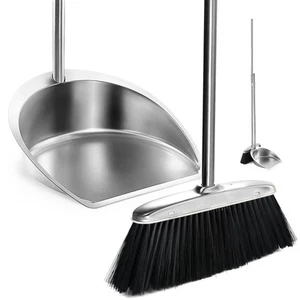 Broom and Dustpan Set for Home, Upright Broom and Dust Pan with Long Handle, ... - Picture 1 of 7