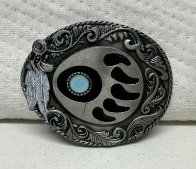 Lyla Retro Nativo Americano Garra de Oso Hebilla Turquesa Con Tono Plateado Foto 1 de 3