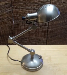 Pottery Barn 3 Way Adjustable Desk Lamp Brushed Silver Heavy 7lbs Model 9509175 - Picture 1 of 15