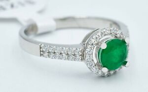 GENUINE 0.90 Cts EMERALD & WHITE SAPPHIRE RING .925 Sterling Silver *Made in USA
