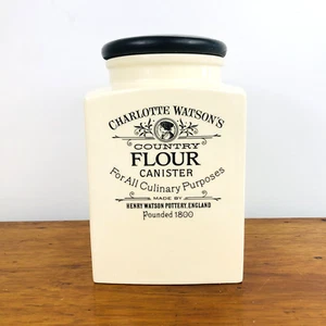 CHARLOTTE WATSON’S Cream Country Pottery Ceramic FLOUR CANISTER Country Kitchen - Picture 1 of 9