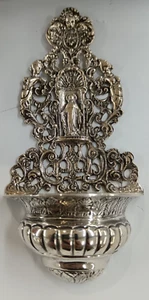 Acquasantiera cesellata a mano in argento massiccio - Picture 1 of 2
