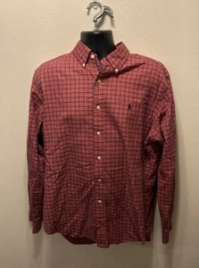 Camicia Ralph Lauren uomo grande vestibilità classica rossa a quadri manica lunga con bottoni - Foto 1 di 4
