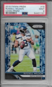 2018 Panini Prizm /25 RUSSELL WILSON Camo Prizm PSA 9 - Denver Broncos