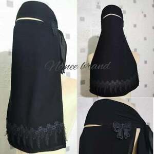NIQAB BLACK FLOWER LACE VEIL FACE COVER WOMEN ISLAM HIJAB SCARF ABAYA NQ18