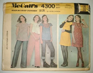 McCall's 4300 Sewing Pattern Misses' Flutter Sleeve Dress Top Sz 6-8 UC VTG 1974 - Picture 1 of 2