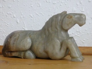 ANTIQUE Chinese A RARE PALE CELADON MOTTLED JADE HORSE QING  QIANLONG PERIOD   - Picture 1 of 12