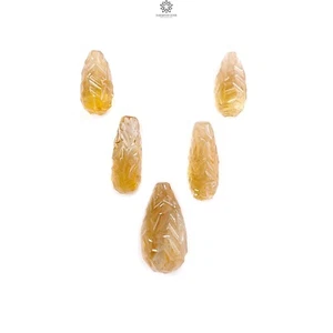 Juego de 5 lágrimas de piedras preciosas de citrino amarillo natural de 53,20 quilates talladas 16 mm - 24 mm - Imagen 1 de 5