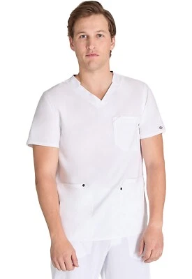 Dickies EDS NXT Scrubs Men's V-Neck Top DK677 WHT White Free Shipping - Image 1 of 4