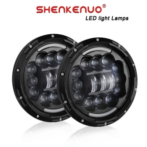 For 1975-1979 Ford F-100 F-250 F-350 Pickup Pair 7" inch Round LED Headlights - Picture 1 of 18