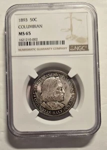 Columbian Commemorative Silver Half Dollar 1893 MS65 NGC - Picture 1 of 4