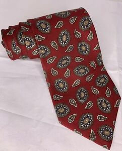 Vtg Pierre Cardin Mens 100% Silk Necktie Red Blue Brown 57” L 3-3/4” W Tie