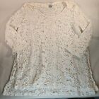 Old Navy Textured White Shirt Top Crochet Knit Distressed Boho Tunic L Large