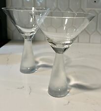 Artland PRESCOTT hand blown martini glasses frosted honeycomb stem set 2