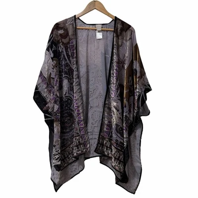 Kimono Chicos Velvet Burnout Frente Aberta Tamanho Único OS Roxo Fada Caprichoso - Imagem 1 de 4
