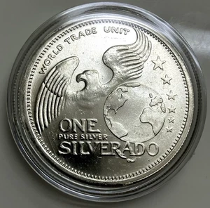 De colección World Trade Unit Silverado Mint 1 Troy OZ Plata Ronda 999 Plata Fina - Imagen 1 de 4