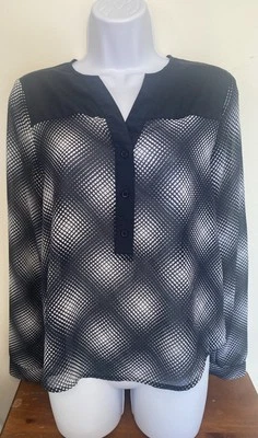 Blusa Michael Kors negra blanca transparente manga larga para mujer pequeña’s Foto 1 de 4