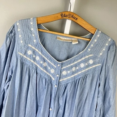 Vintage Gilligan & O'Malley Nightgown Womens XL Blue Chambray 100% Cotton - Image 1 of 4