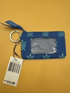NEW!! With Tags Vera Bradley Blue Marine Turtles Zip ID Key Case ID Window - Picture 1 of 5