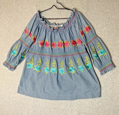 Top túnica vintage King Ranch para mujer grande de gran tamaño cambray floral bordado Foto 1 de 4