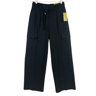 Pantalón negro Michael Kors elástico pierna ancha tiro alto talla 2 plisado nuevo con etiquetas $110 Foto 1 de 4