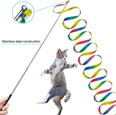 Интерактивный набор игрушек для кошек с перьями | выдвижные палочки и дверная вешалка | комплект - Изображение 1 из 4