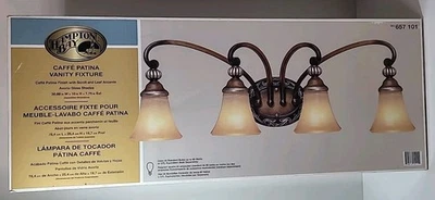 New Hampton Bay Caffe Patina 4 Light Vanity Fixture - New In Box - Image 1 of 4