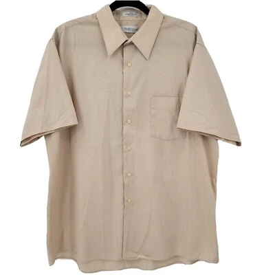 Van Heusen Poplin Men's Size 18 Half Sleeve Button Up Shirt Wrinkle Free - Image 1 of 4